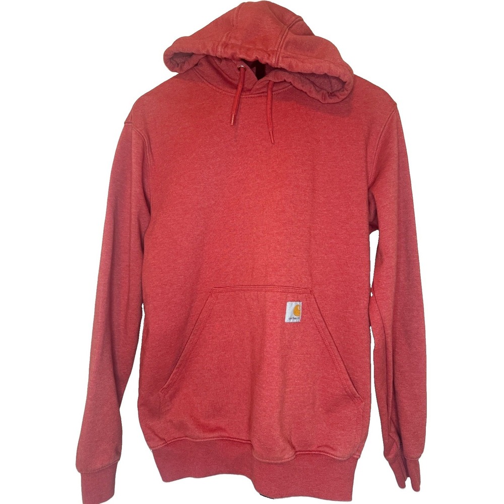 Carhartt‎ Hoodie Mens Small Red Sleeve Logo Fleece Pullover K288 R66 Workwear